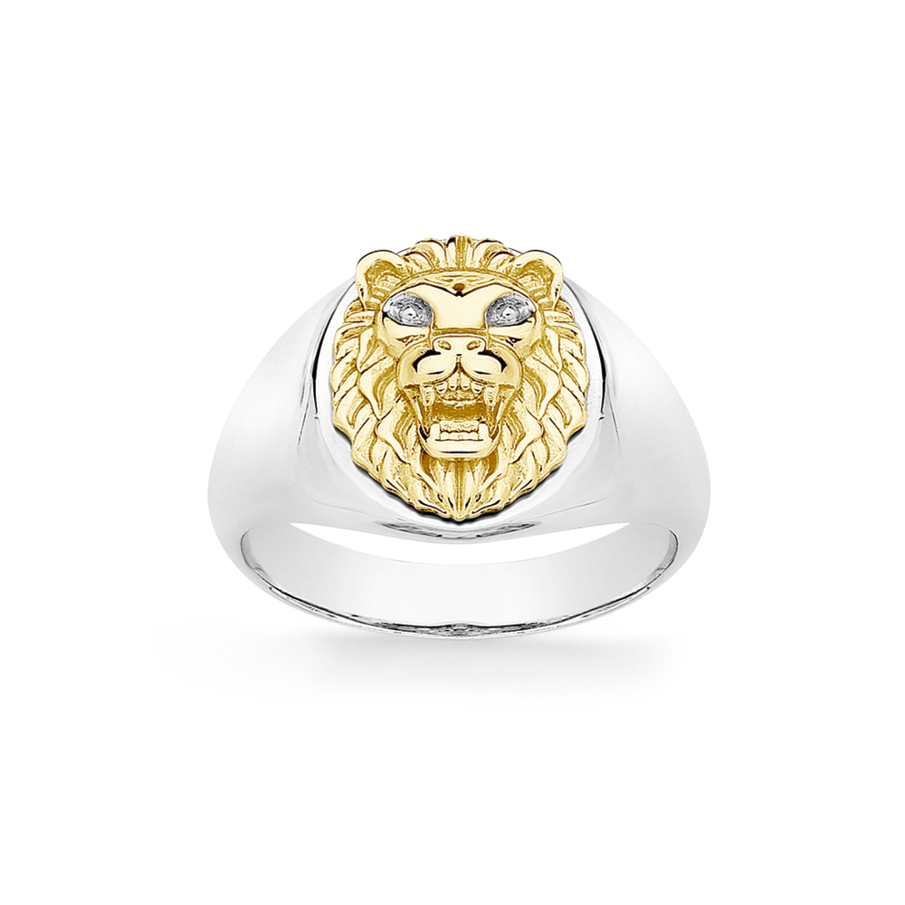 Silver and Gold Lion Ring